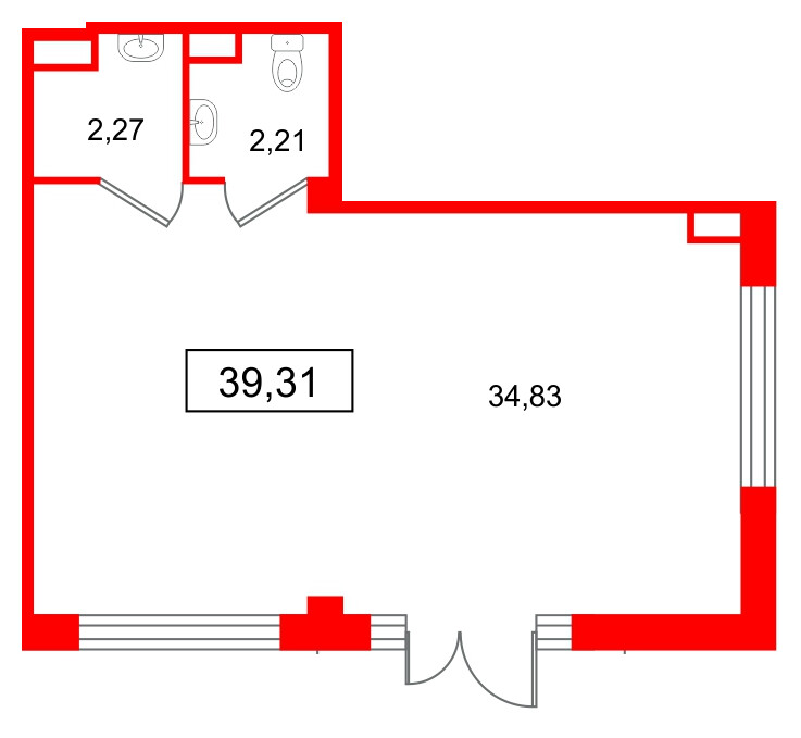 Помещение в ЖК Дубровский, 39.31 м², 1 этаж