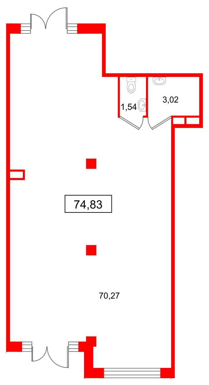Помещение в ЖК Дубровский, 74.83 м², 1 этаж