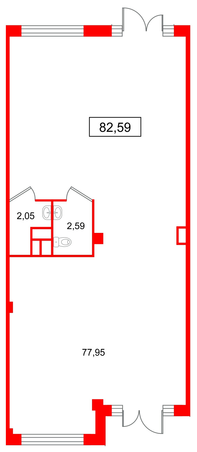 Помещение в ЖК Дубровский, 82.59 м², 1 этаж