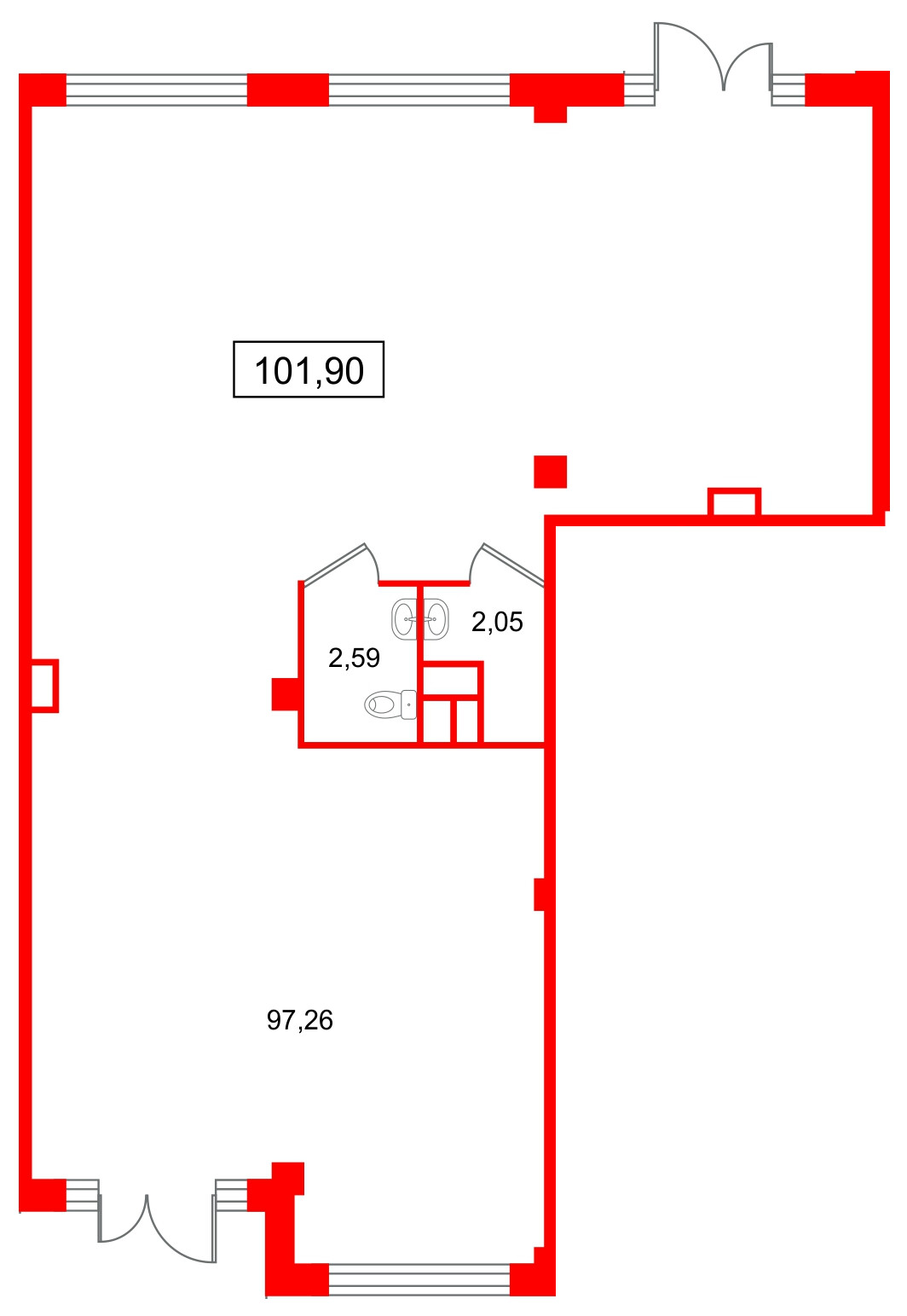 Помещение в ЖК Дубровский, 101.9 м², 1 этаж