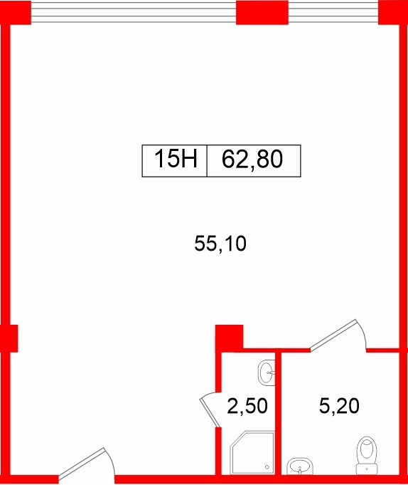 Помещение в ЖК Большая Охта., 62.8 м², 1 этаж