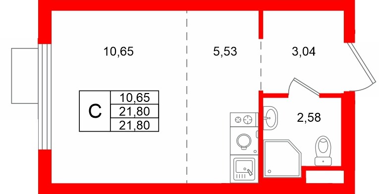 Квартира в ЖК «Заречный парк», студия, 21.8 м², 12 этаж