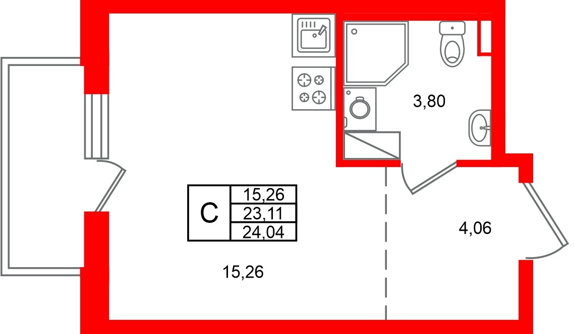 Квартира в ЖК «Аннино Сити», студия, 24.04 м², 4 этаж