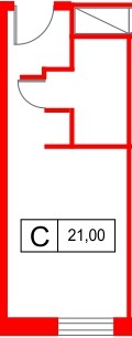 Планировка — Студия квартира, 21,0 м² в ЖК «Саан Московские ворота»