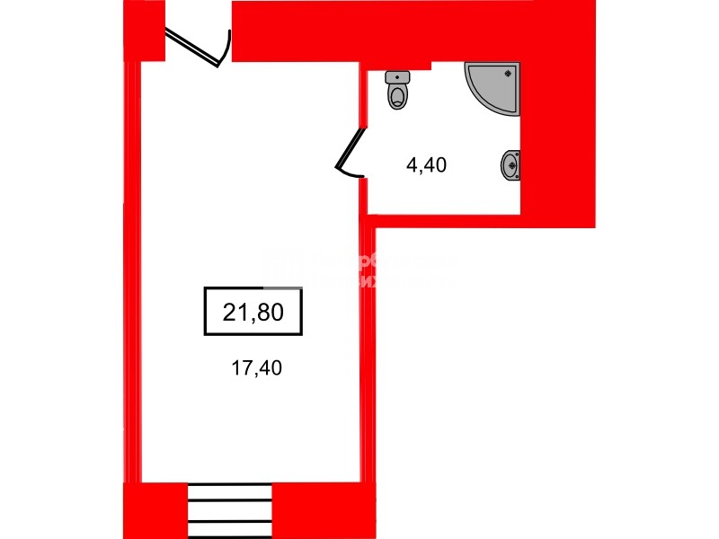 Апартаменты в ЖК «Hovard Club», студия, 21.8 м², 1 этаж