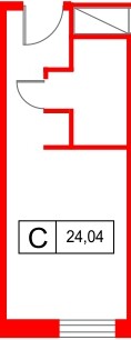 Планировка — Студия квартира, 24,0 м² в ЖК «Саан Московские ворота»