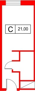 Планировка — Студия квартира, 21,0 м² в ЖК «Саан Московские ворота»