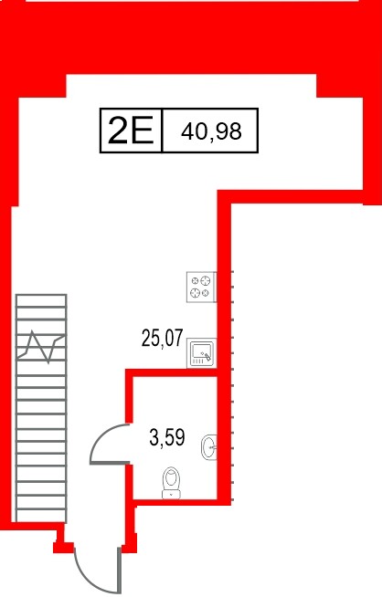 Планировка — 1-комн квартира, 41,0 м² в ЖК «AVANT»