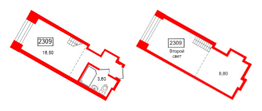 Планировка — — квартира, 30,3 м² в ЖК «МФК Авеню на Карповке»