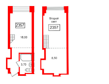 Планировка — — квартира, 29,7 м² в ЖК «МФК Авеню на Карповке»