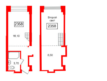 Планировка — — квартира, 29,7 м² в ЖК «МФК Авеню на Карповке»