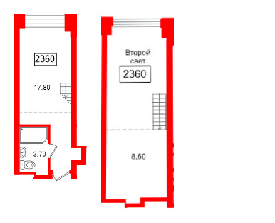 Планировка — — квартира, 30,1 м² в ЖК «МФК Авеню на Карповке»