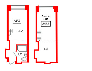Планировка — — квартира, 29,7 м² в ЖК «МФК Авеню на Карповке»