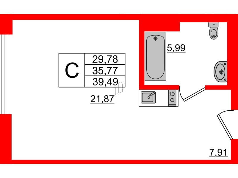 Апартаменты в ЖК VALO, студия, 43.4 м², 6 этаж