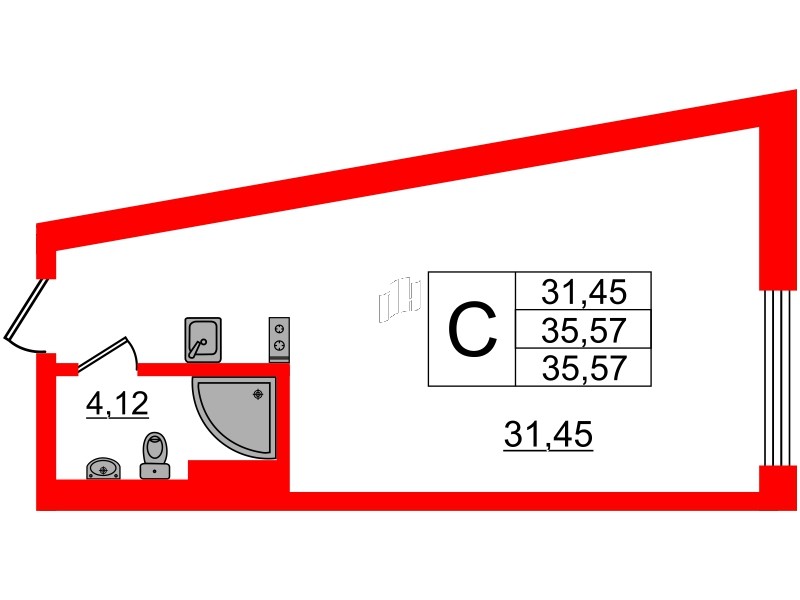 Апартаменты в ЖК VALO, студия, 35.1 м², 6 этаж