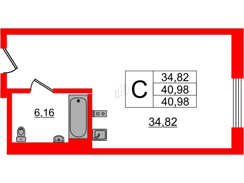 Апартаменты в ЖК VALO, студия, 40.5 м², 4 этаж