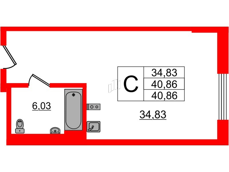 Апартаменты в ЖК VALO, студия, 40.5 м², 18 этаж
