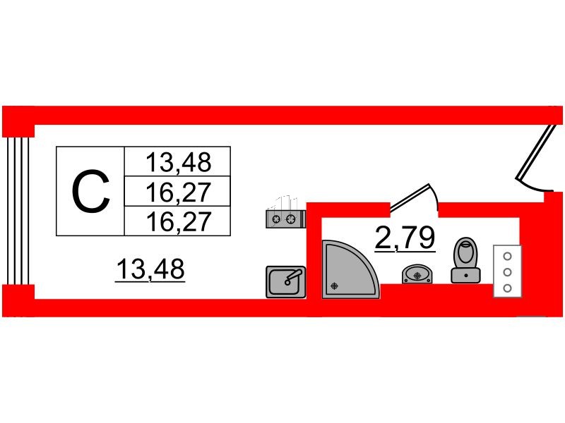 Апартаменты в ЖК VALO, студия, 16.7 м², 10 этаж