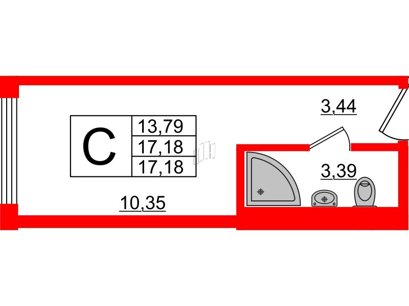 Апартаменты в ЖК VALO, студия, 17 м², 10 этаж