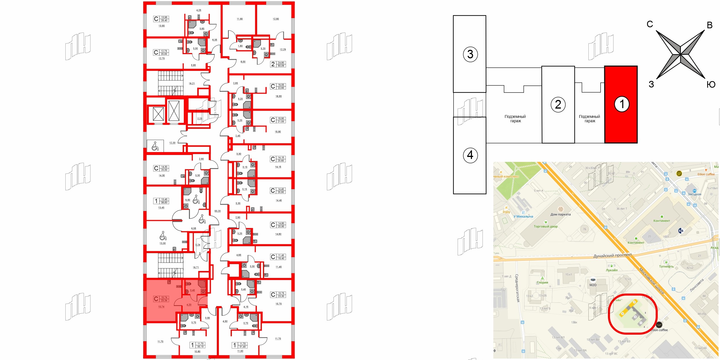 Апартаменты в ЖК «Авеню Апарт Пулково», студия, 23.34 м², 10 этаж