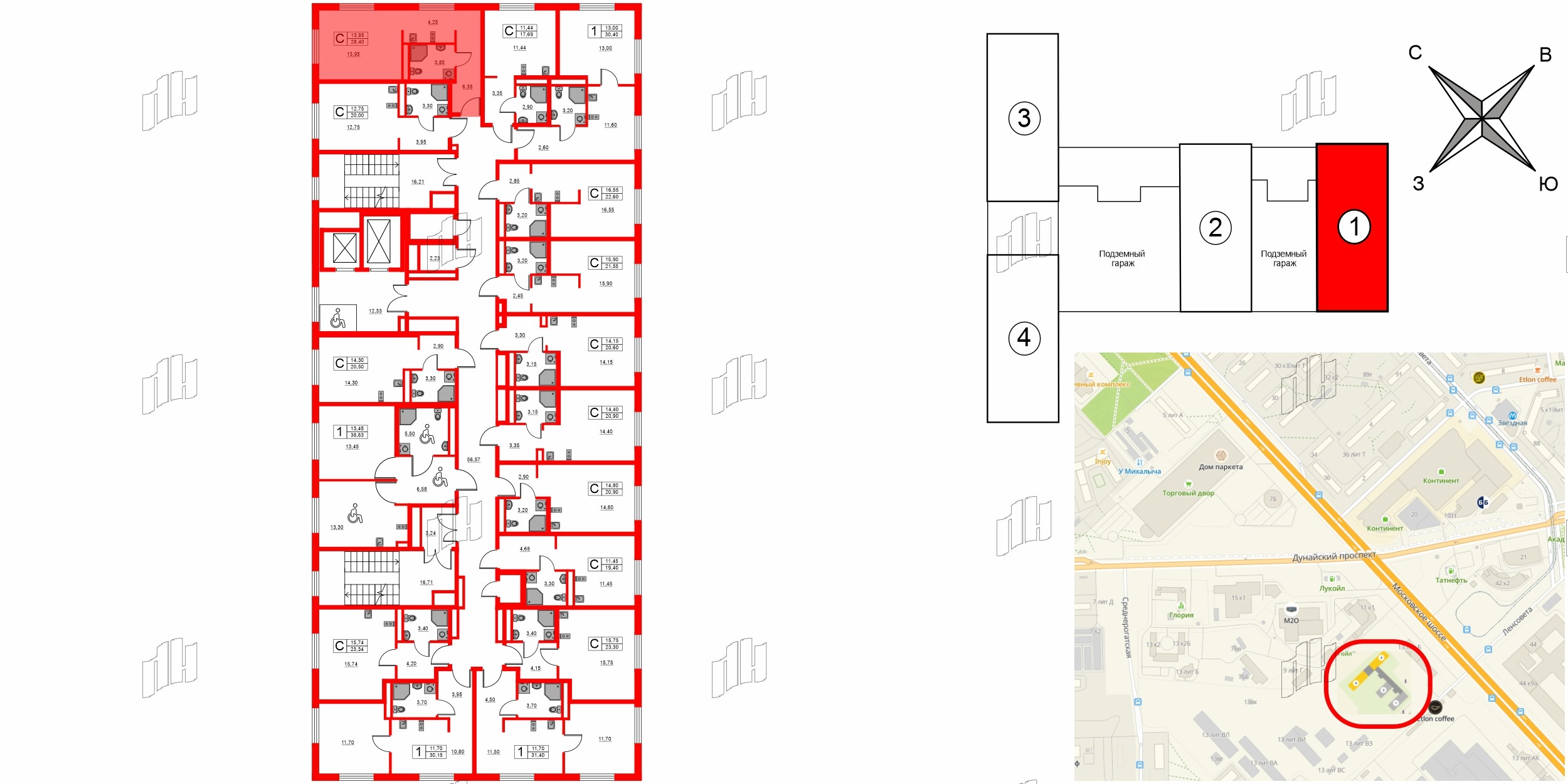 Апартаменты в ЖК «Авеню Апарт Пулково», студия, 28.4 м², 15 этаж