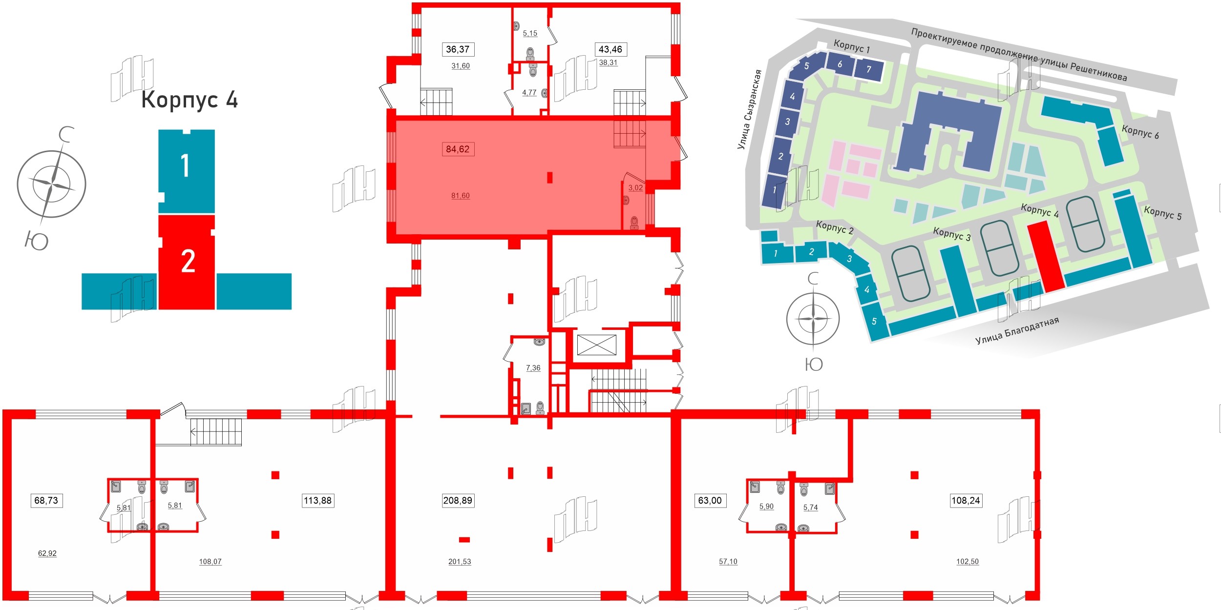 Помещение в ЖК ID Park Pobedy, 84.5 м², 1 этаж