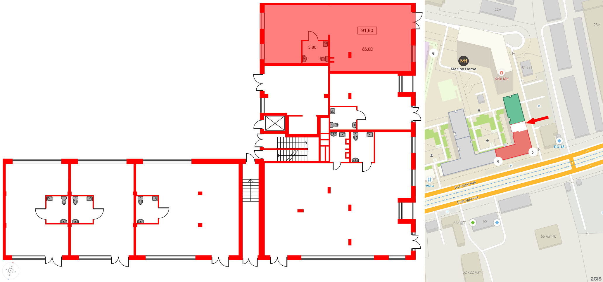 Помещение в ЖК ID Park Pobedy, 91.8 м², 1 этаж
