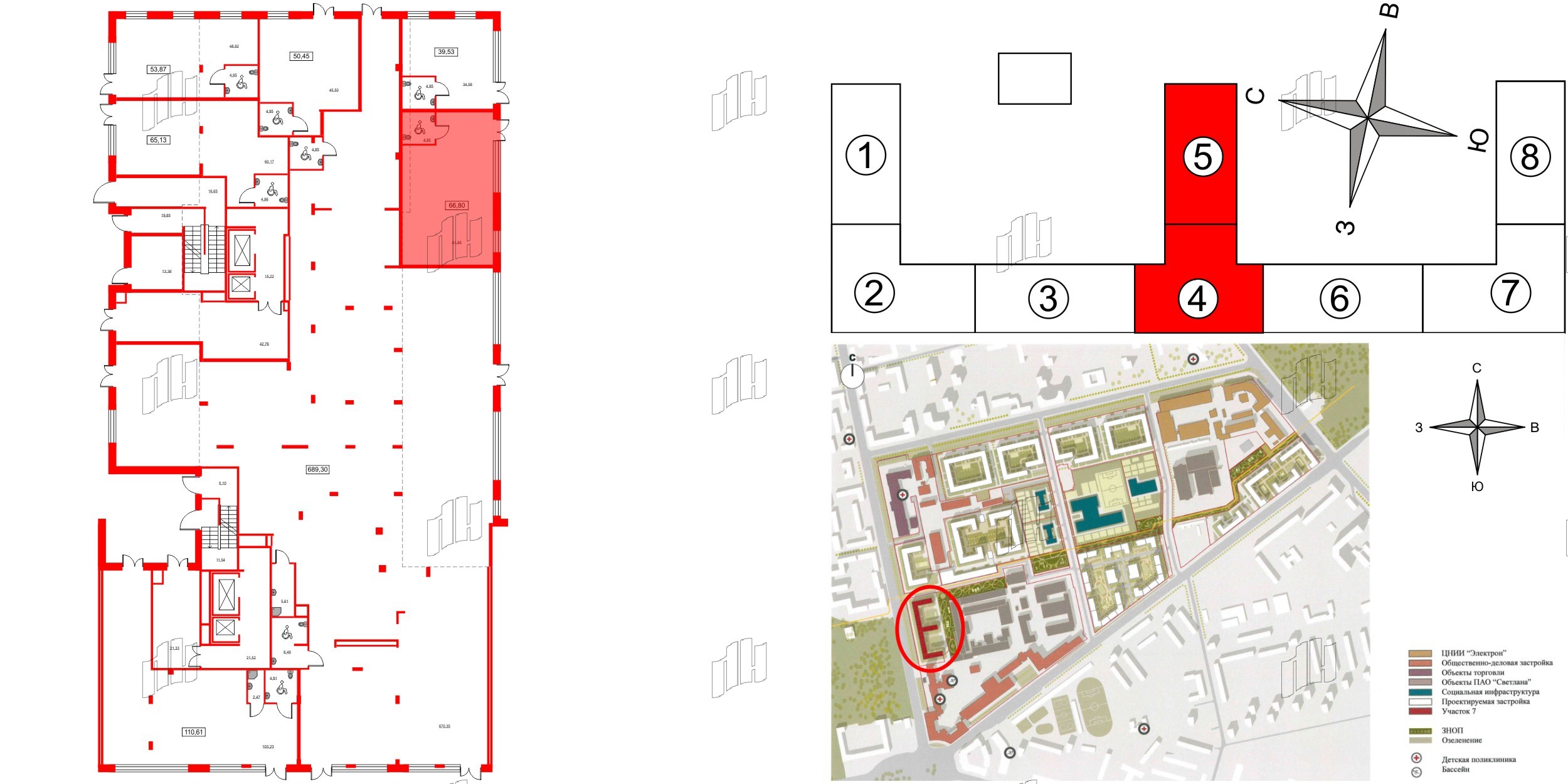 Помещение в ЖК ID Светлановский, 67.4 м², 1 этаж