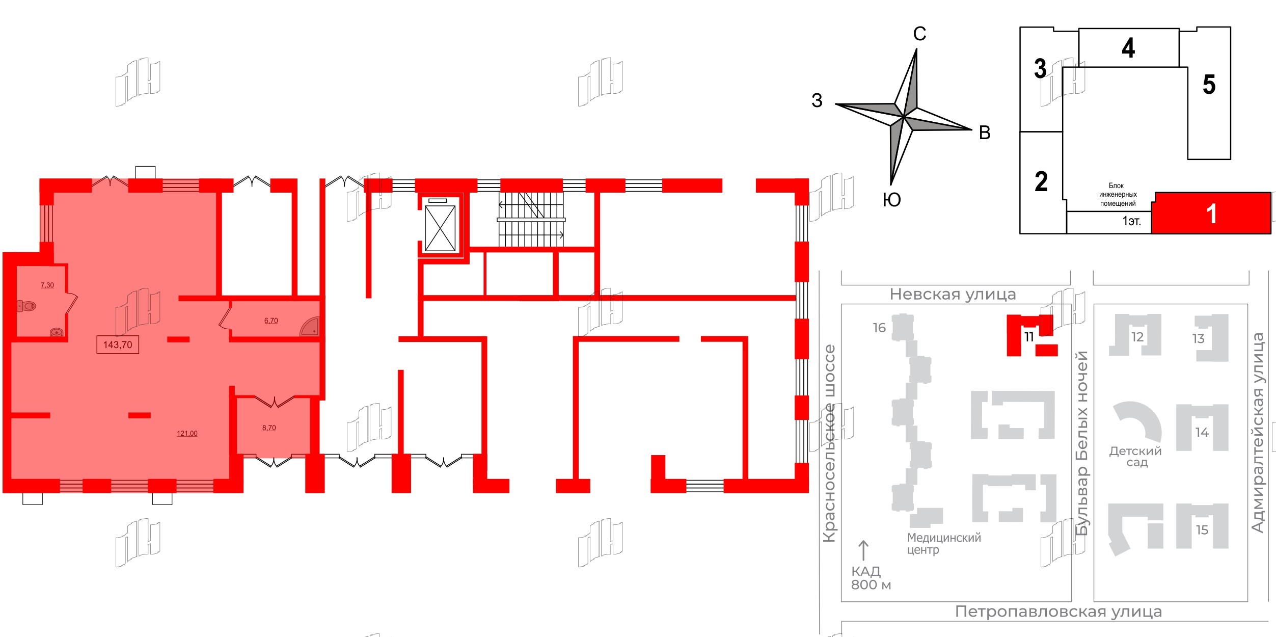 Помещение в ЖК NEWПИТЕР, 144.4 м², 1 этаж