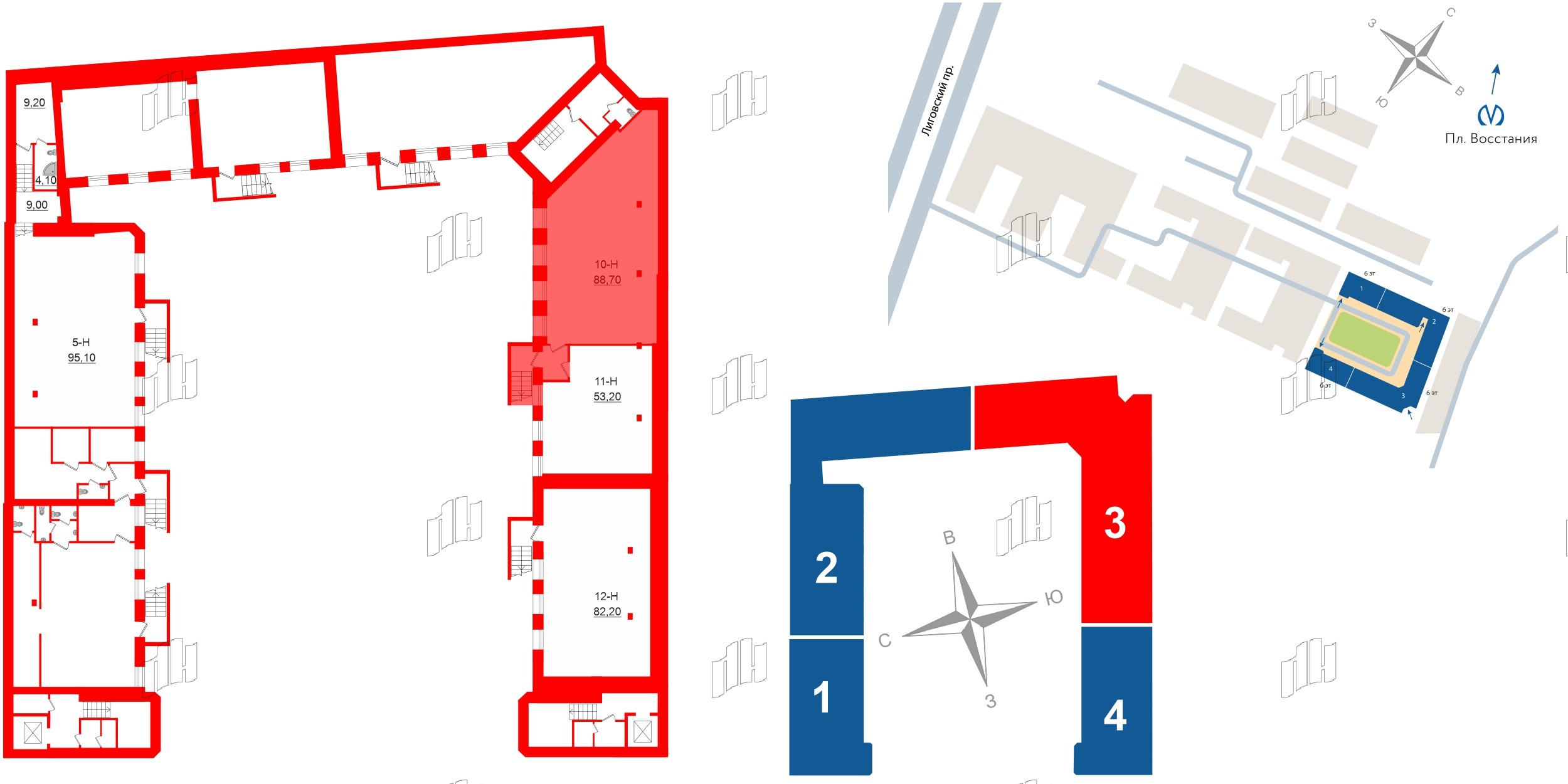 Помещение в ЖК UNO, 82.7 м², -1 этаж