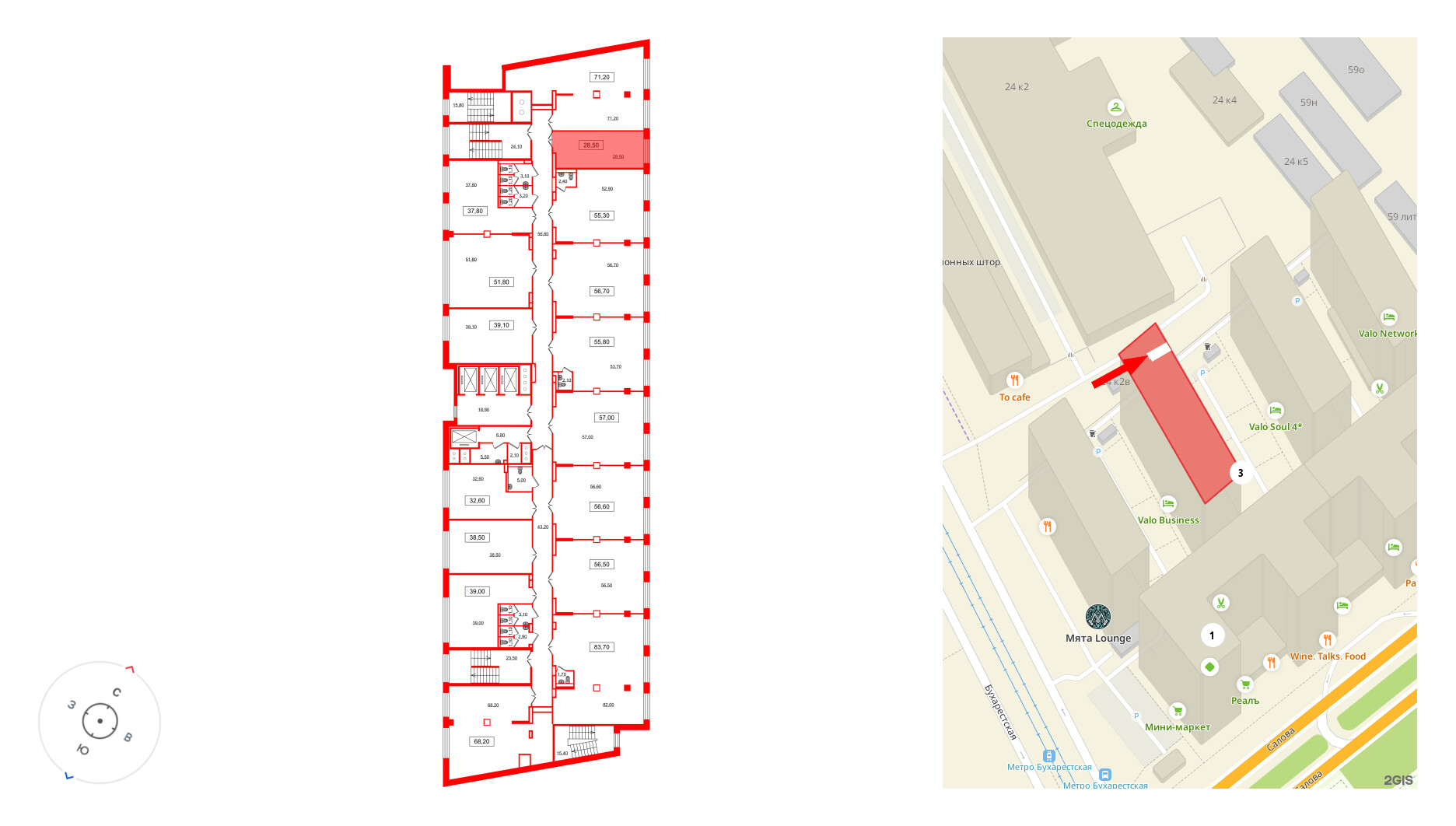Помещение в ЖК VALO, 28.5 м², 2 этаж
