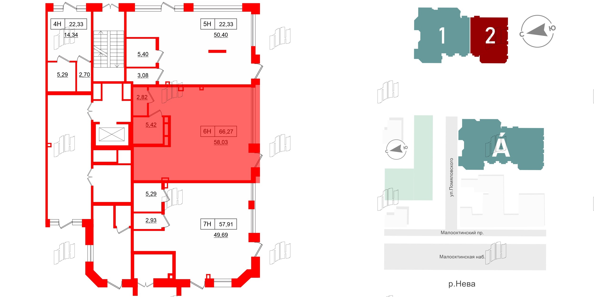 Помещение в ЖК Акцент, 68.9 м², 1 этаж