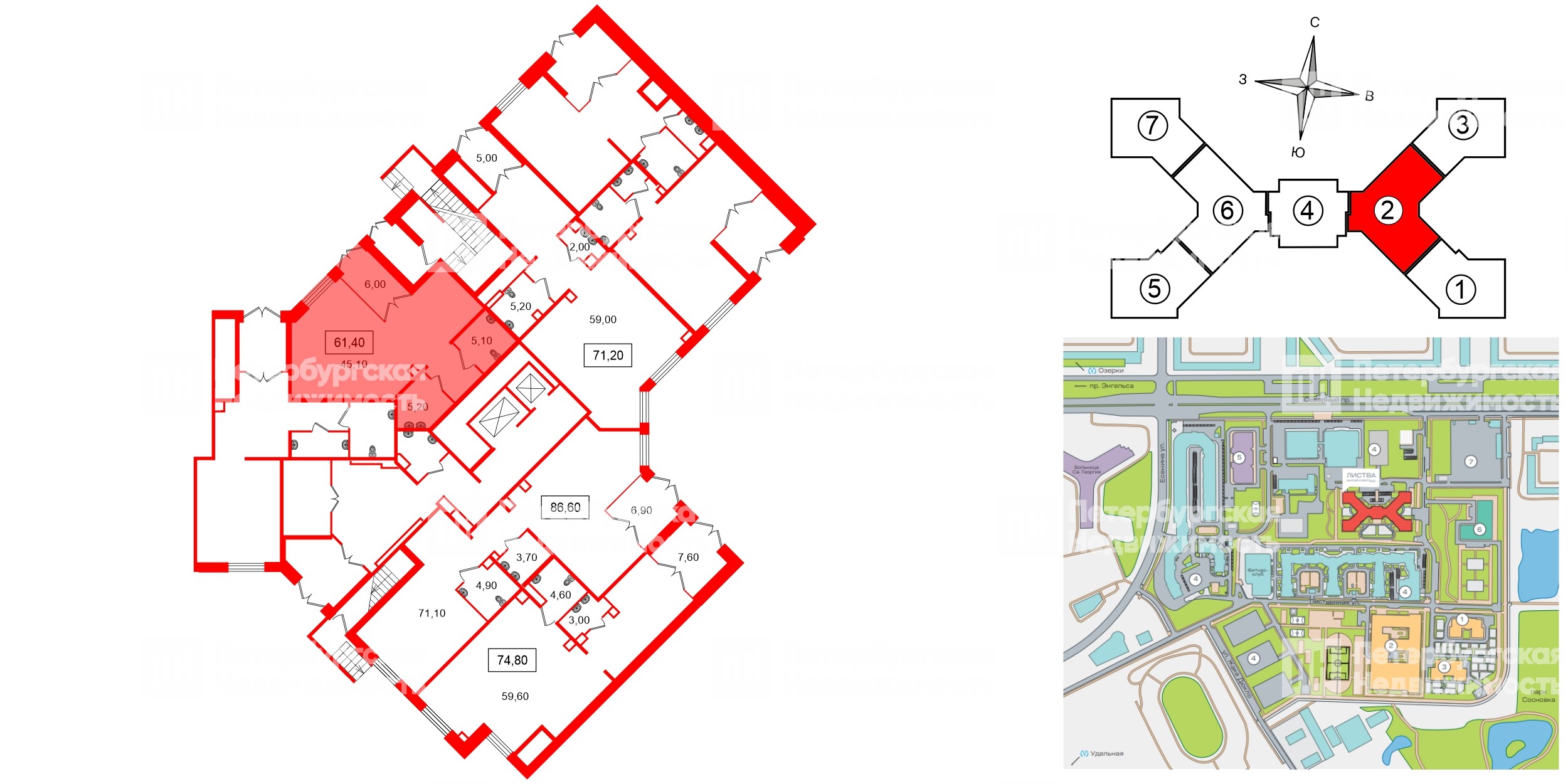 Помещение в ЖК Листва, 61.4 м², 1 этаж