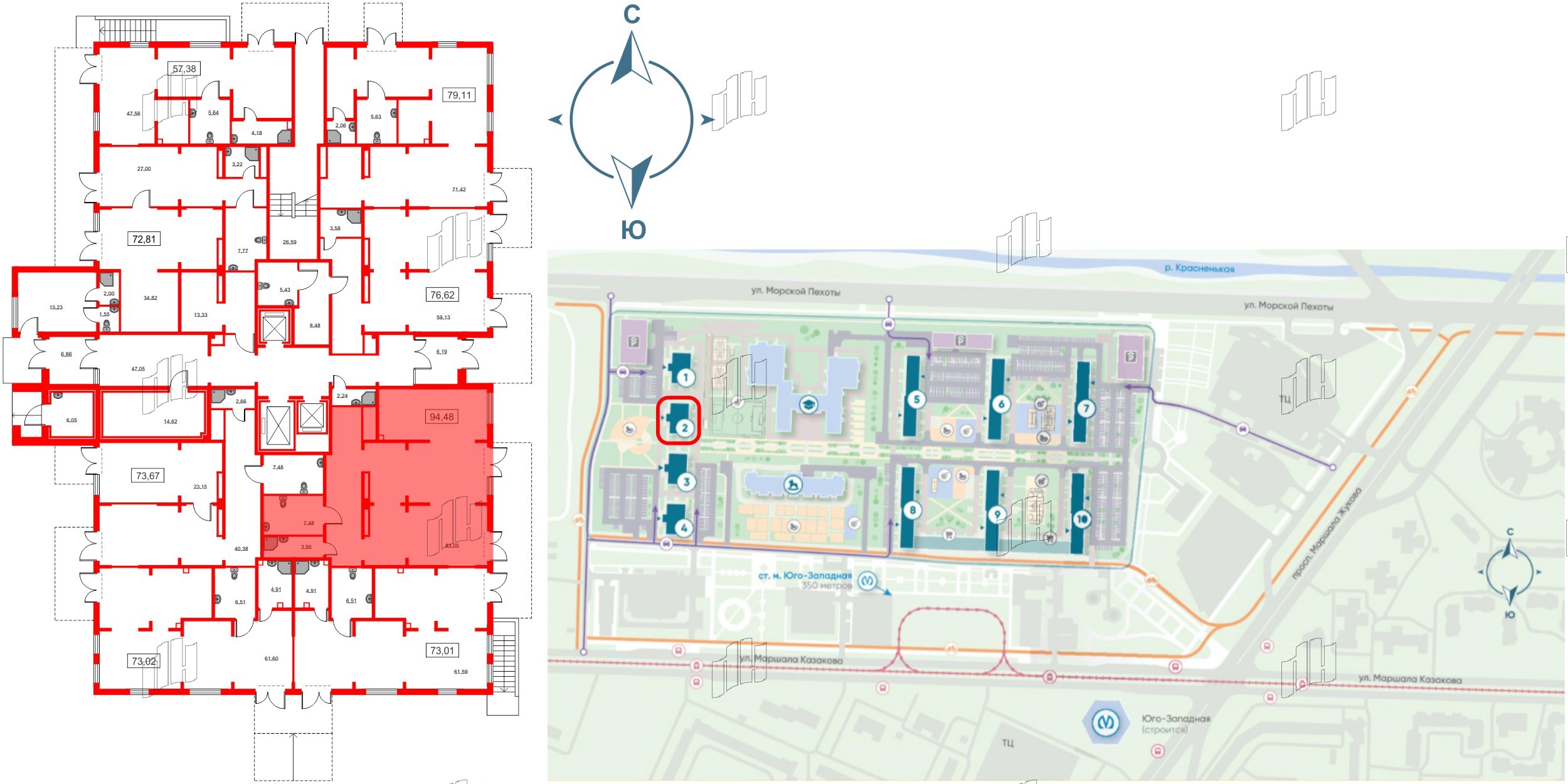 Помещение в ЖК Морская миля, 93.4 м², 1 этаж