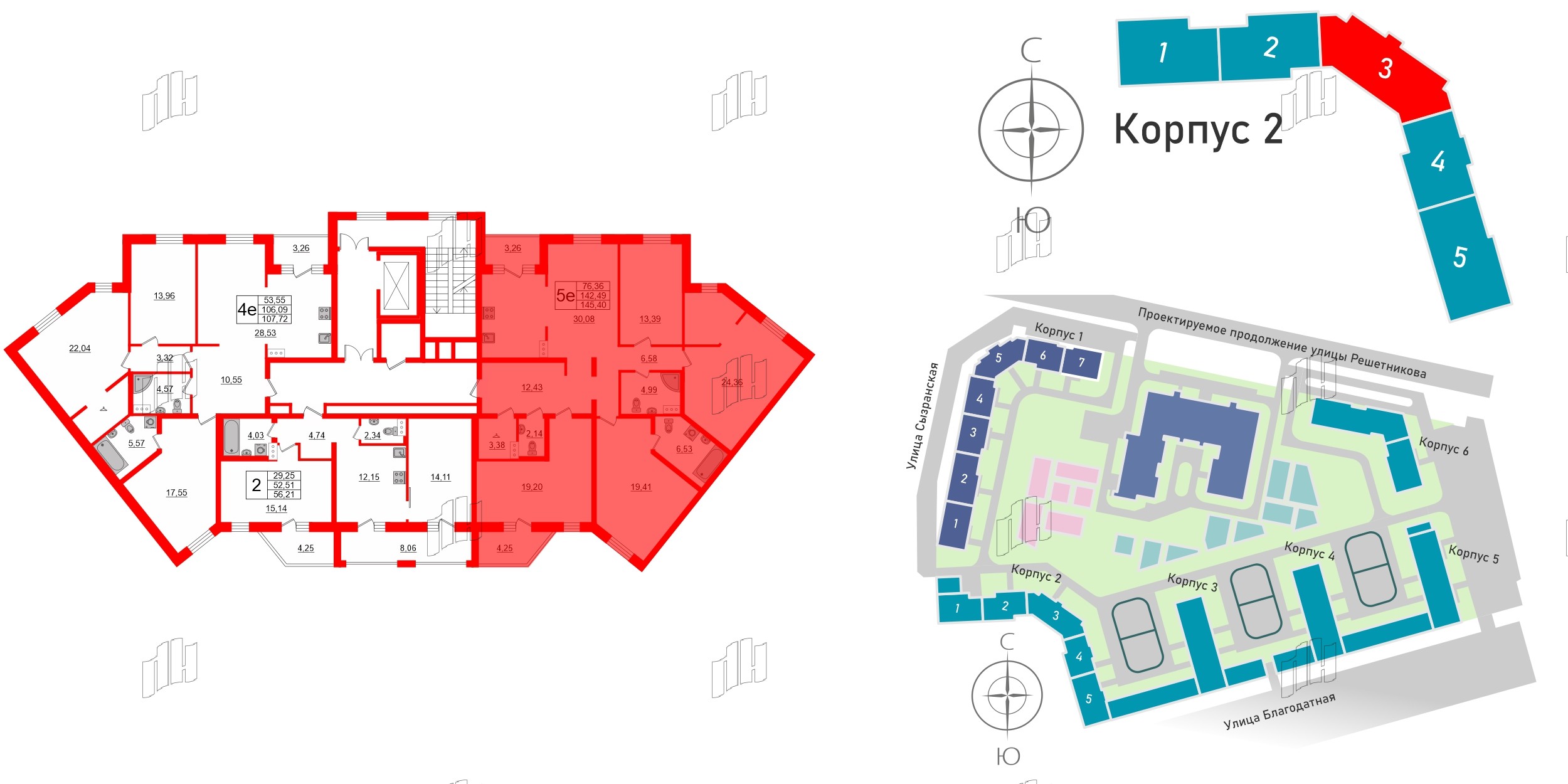 Квартира в ЖК ID Парк Победы, 4 комнатная, 145.4 м², 4 этаж