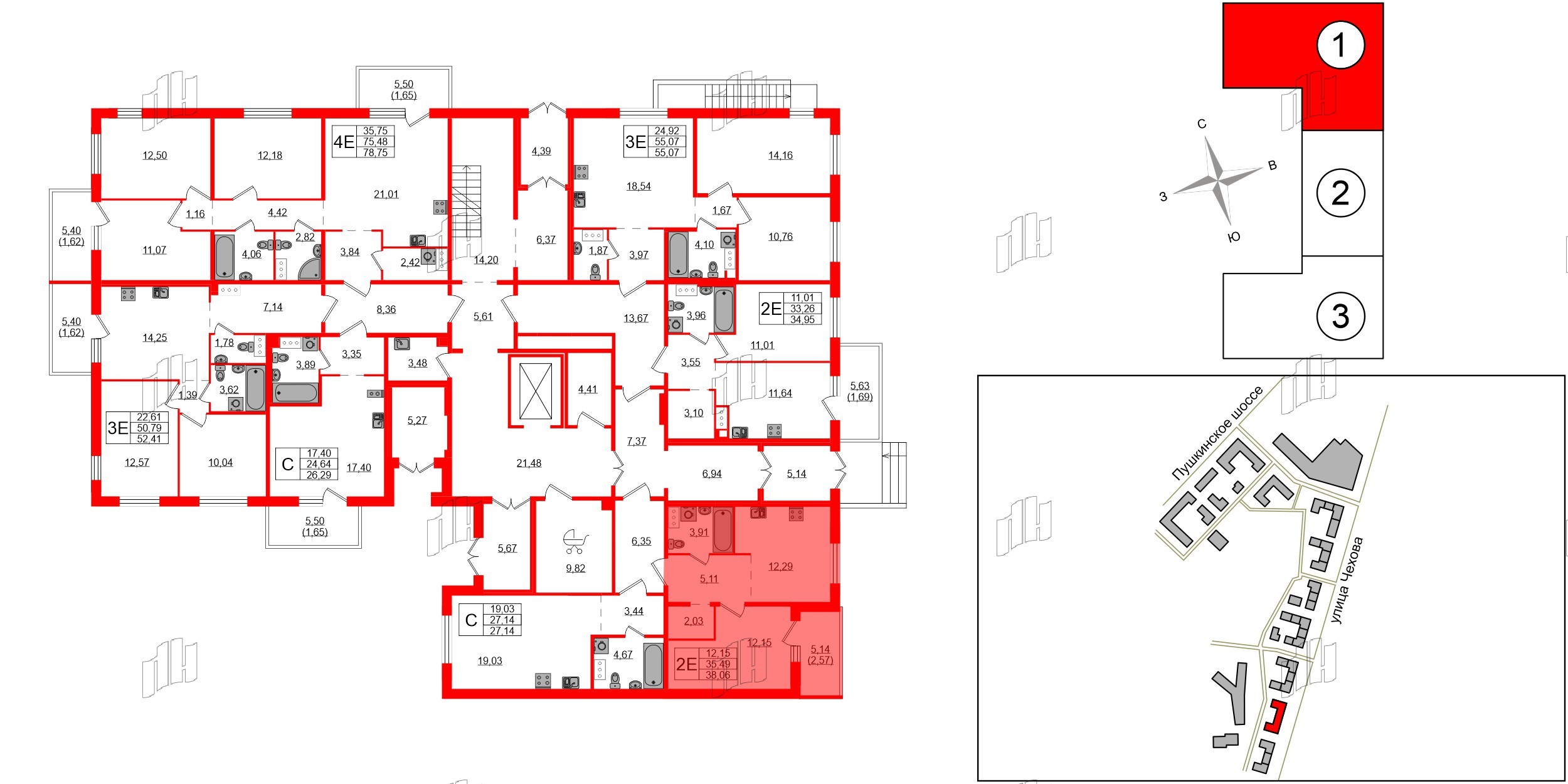 Квартира в ЖК «IQ», 1 комнатная, 37.6 м², 1 этаж