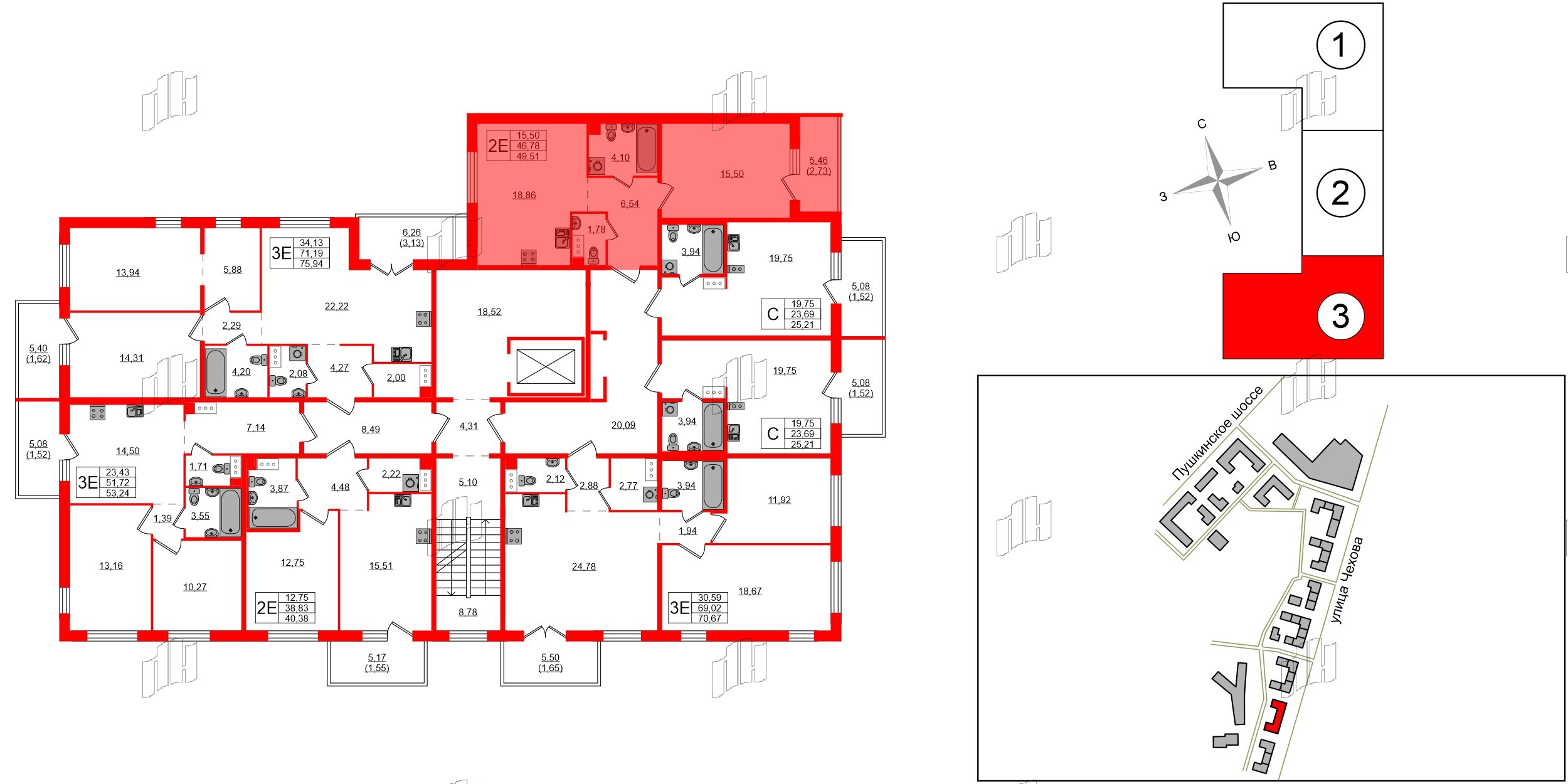 Квартира в ЖК «IQ», 1 комнатная, 48.8 м², 4 этаж
