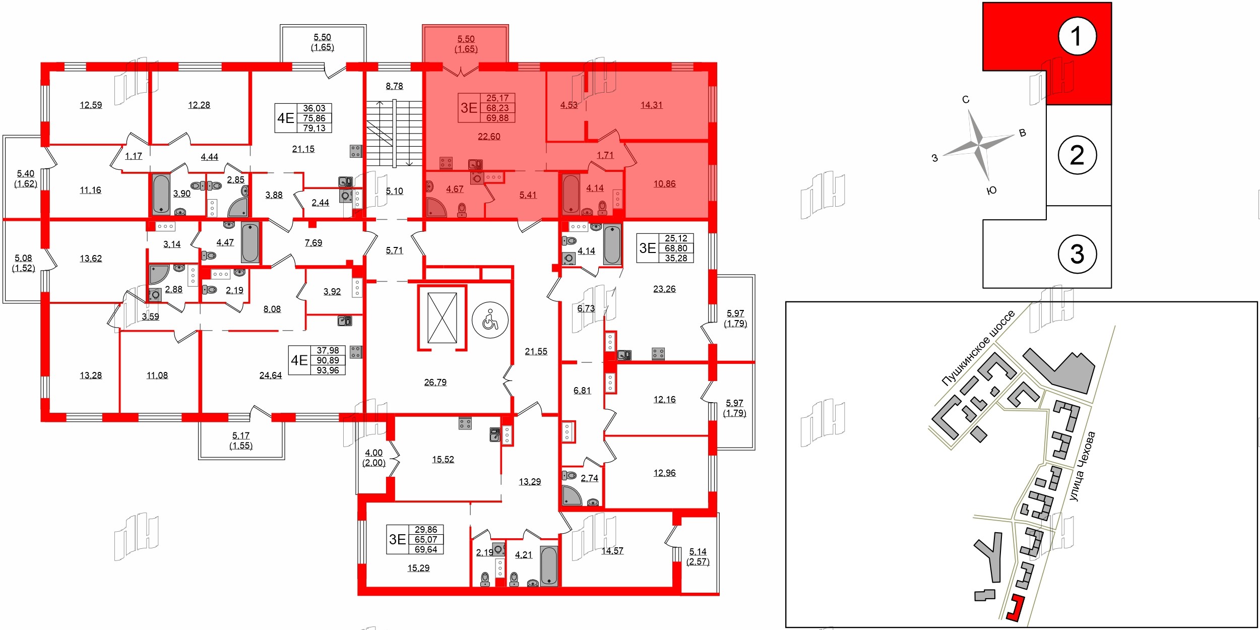 Квартира в ЖК «Айкью Гатчина», 2 комнатная, 70 м², 9 этаж