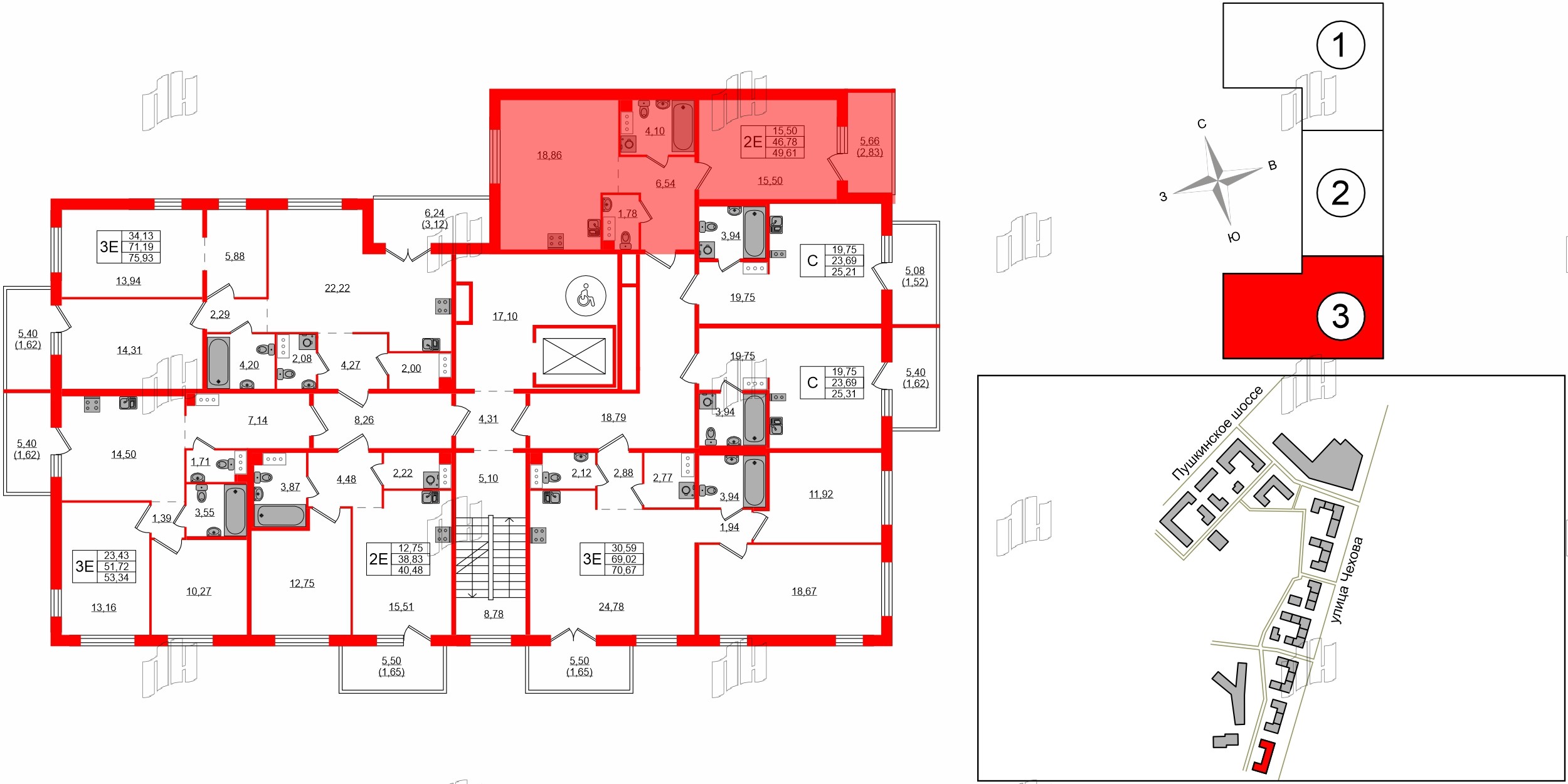 Квартира в ЖК «IQ», 1 комнатная, 48.9 м², 6 этаж
