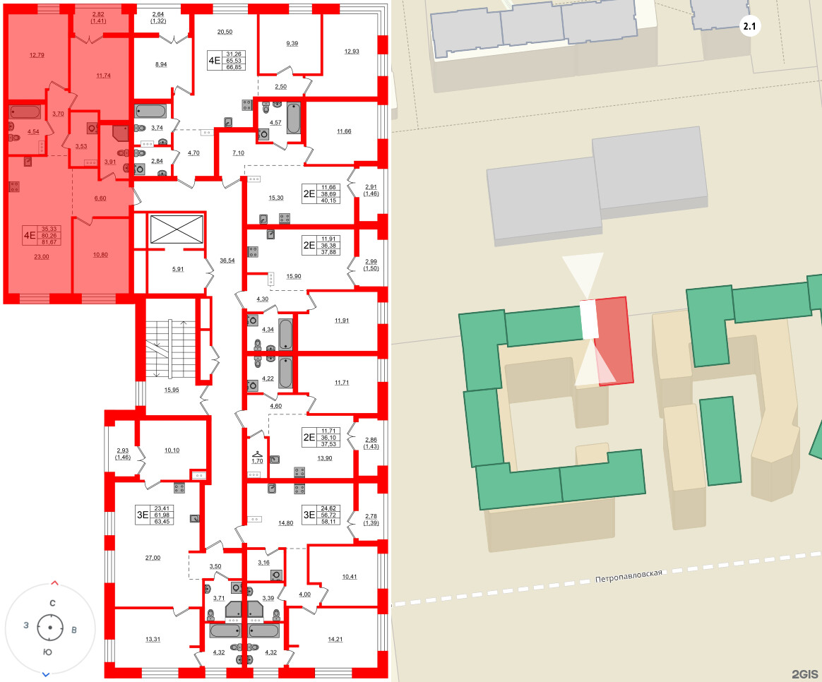 Квартира в ЖК NEWПИТЕР, 3 комнатная, 81.67 м², 7 этаж