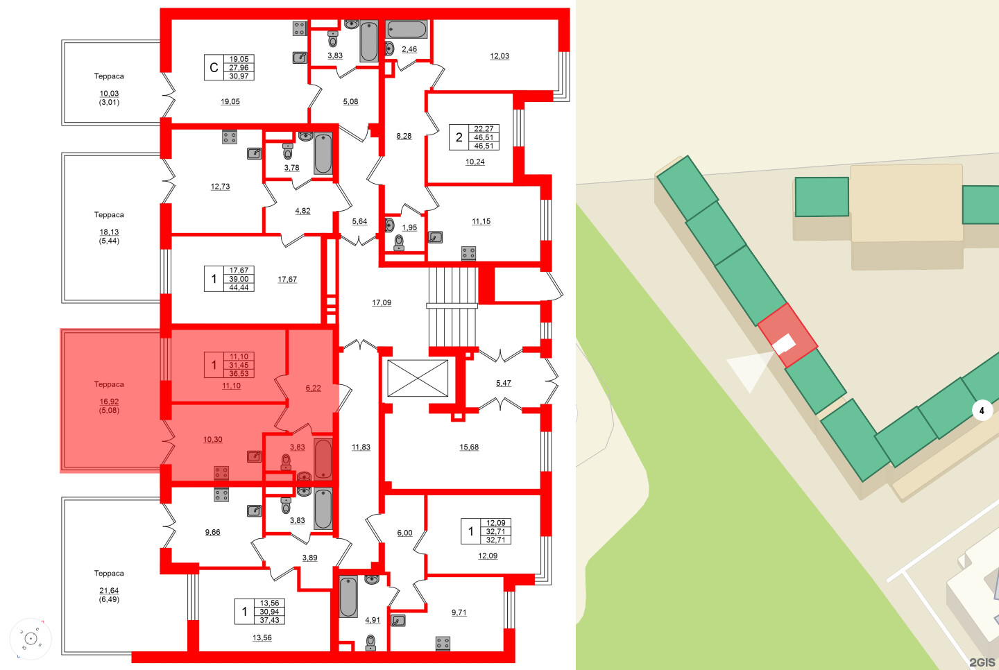 Квартира в ЖК Sertolovo Park, 1 комнатная, 31.45 м², 1 этаж