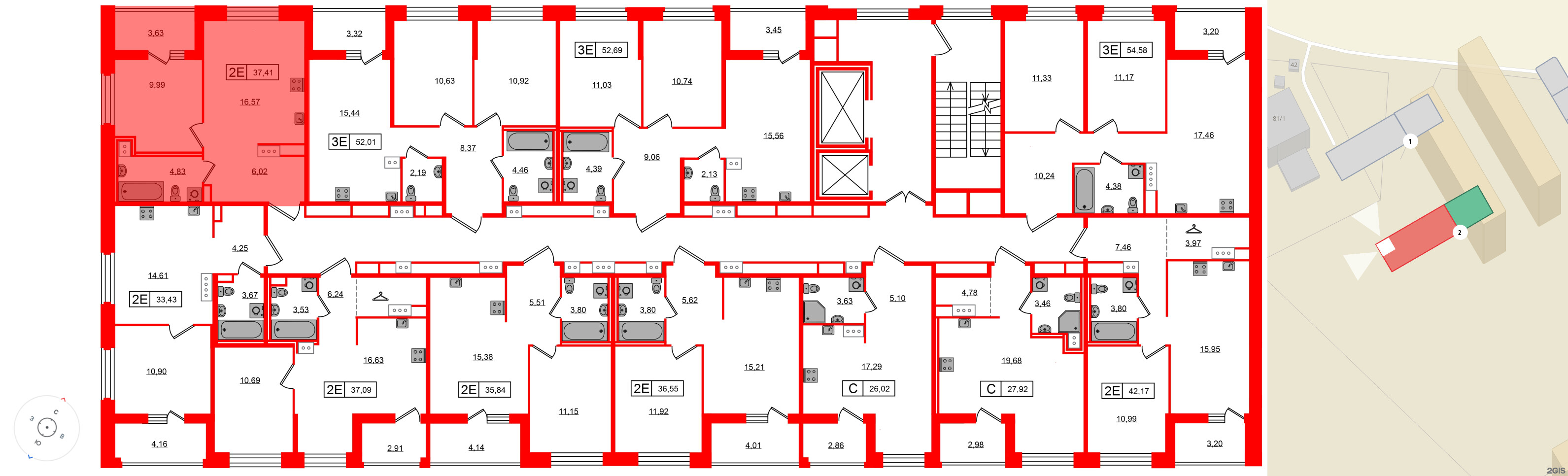 Квартира в ЖК «Ультра Сити 3.0», 1 комнатная, 37.41 м², 15 этаж