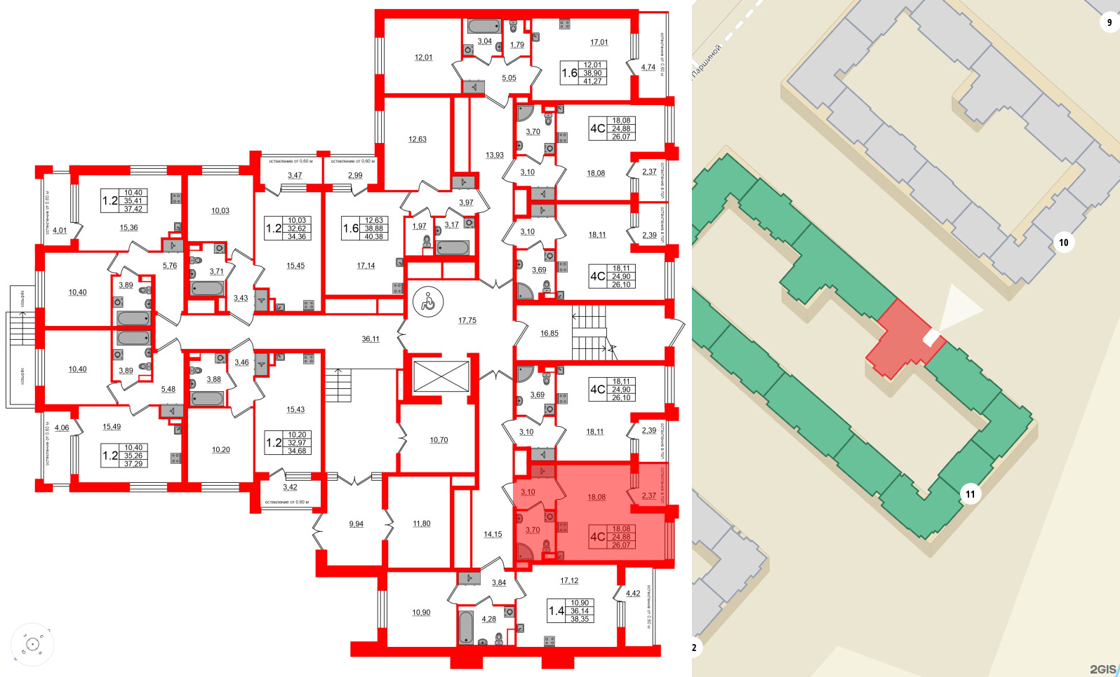 Квартира в ЖК Univer City, студия, 24.88 м², 1 этаж