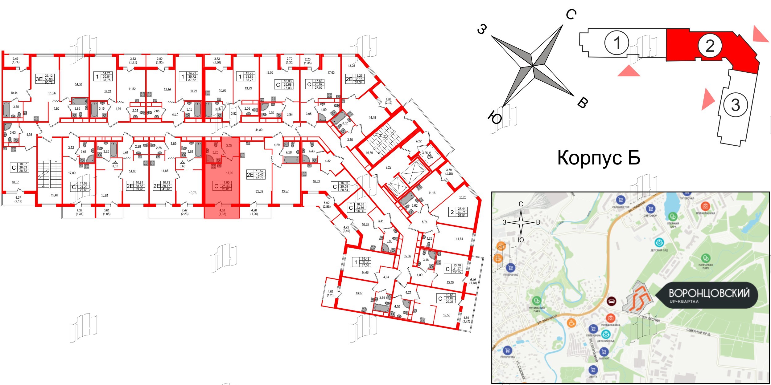 Квартира в ЖК Квартал «Воронцовский», студия, 26.81 м², 9 этаж