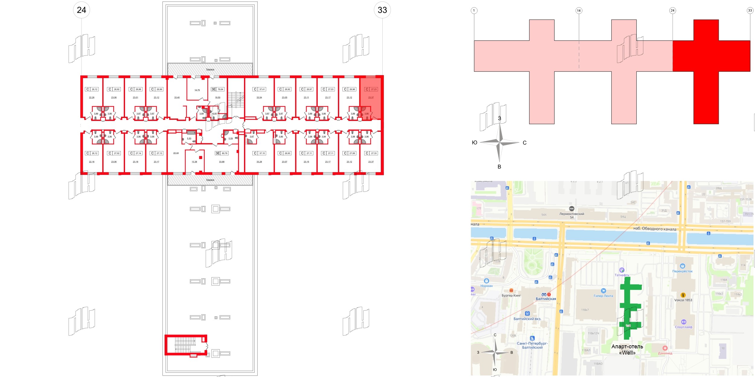 Апартаменты в ЖК Апарт-отель Well , студия, 27.23 м², 10 этаж