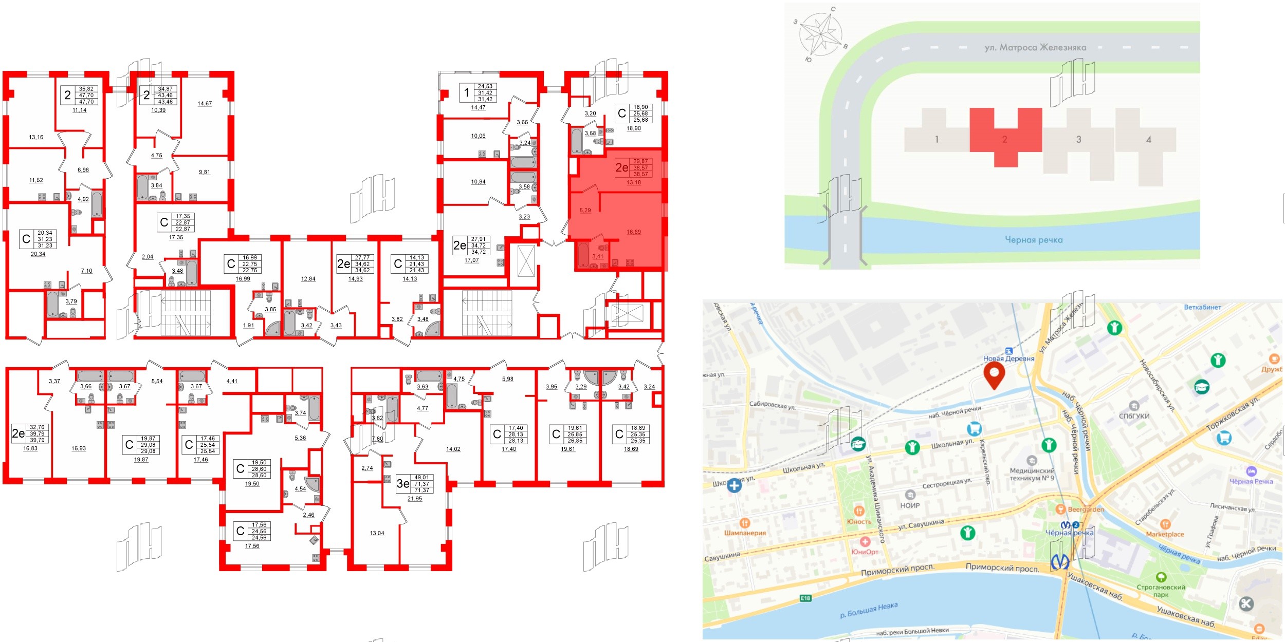 Апартаменты в ЖК «Зум Черная речка», 1 комнатные, 38.57 м², 10 этаж
