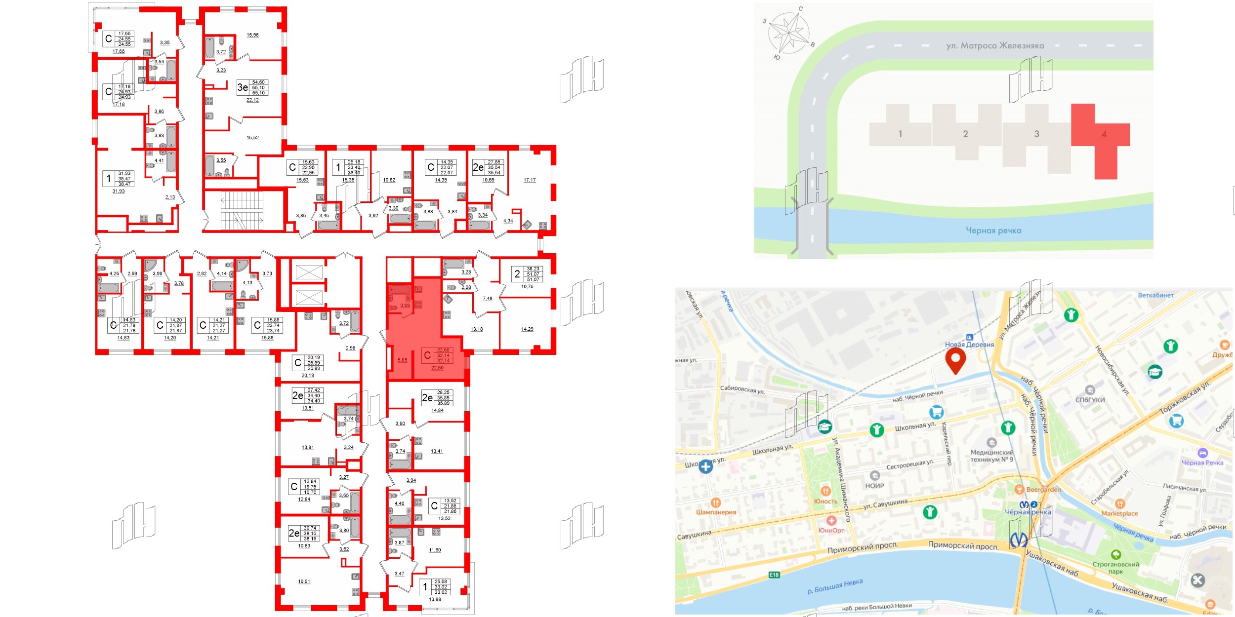 Апартаменты в ЖК ZOOM Черная речка, студия, 32.14 м², 5 этаж