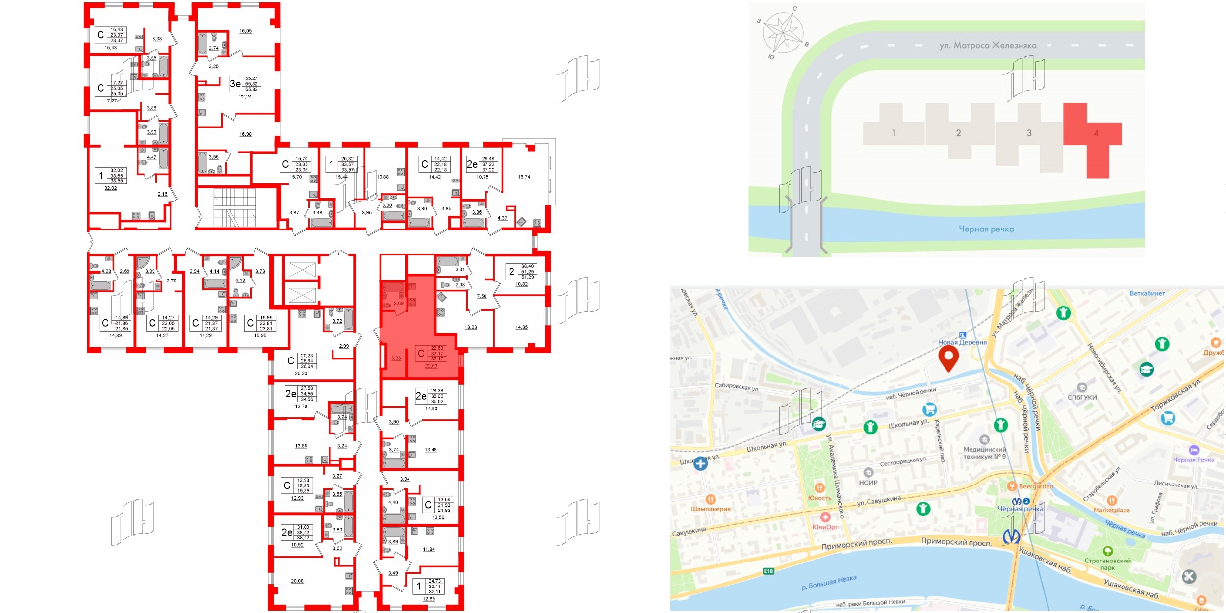 Апартаменты в ЖК ZOOM Черная речка, студия, 32.17 м², 8 этаж