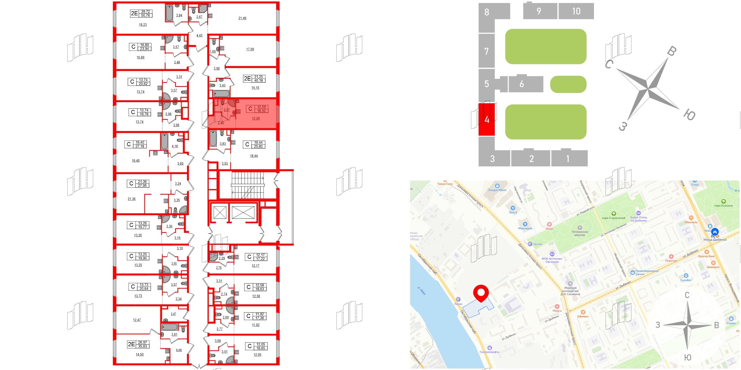 Апартаменты в ЖК «Зум на Неве», студия, 18.52 м², 11 этаж