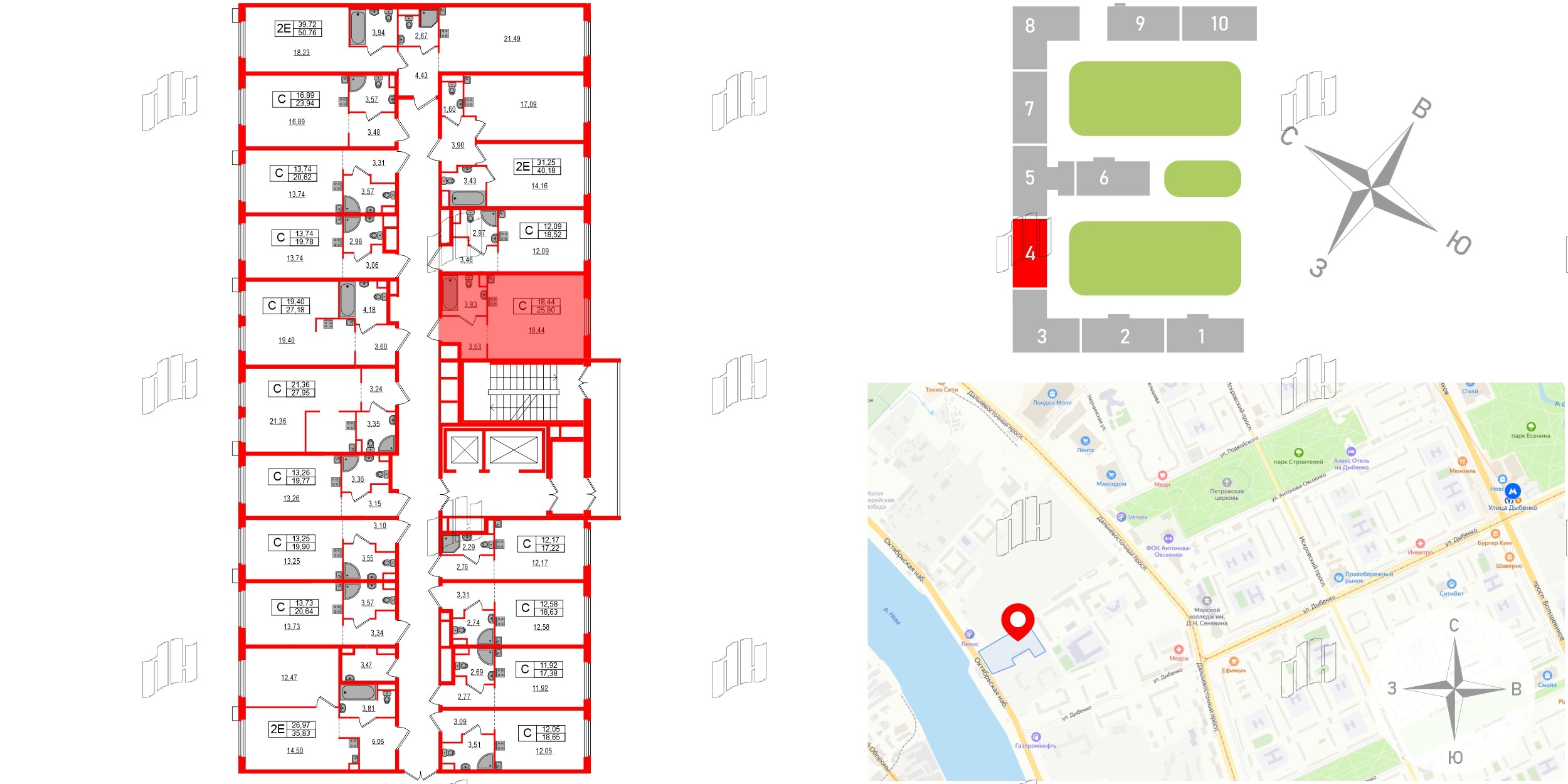Апартаменты в ЖК ZOOM на Неве, студия, 25.8 м², 16 этаж